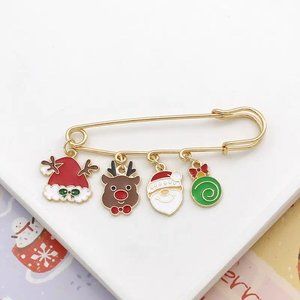 NEW Gold Christmas Charms Kilt Collar Pin